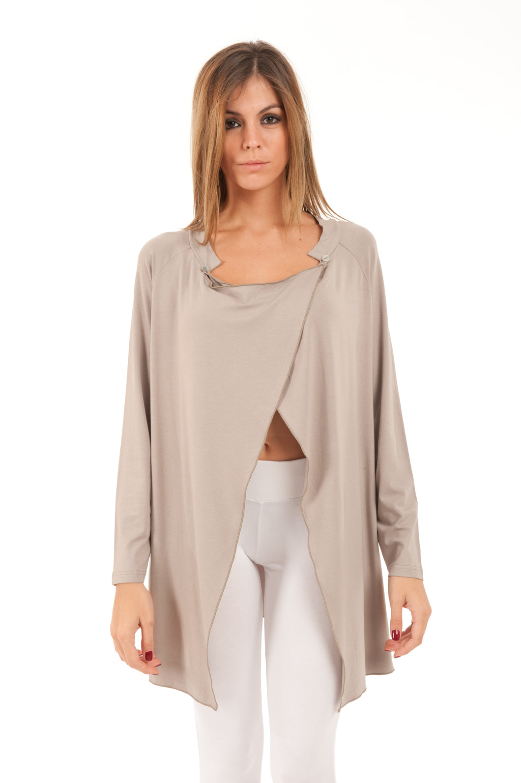 Long Relaxed Asymmetric Stretch Jersey Cardigan