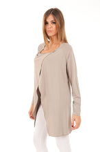 Load image into Gallery viewer, Long Relaxed Asymmetric Stretch Jersey Cardigan
