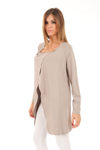 Long Relaxed Asymmetric Stretch Jersey Cardigan