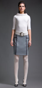 Grey Punto di Roma Mini skirt with Dark Grey Decorative Trim