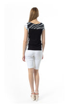 Load image into Gallery viewer, Two-Tone Cap Sleeve Print Top