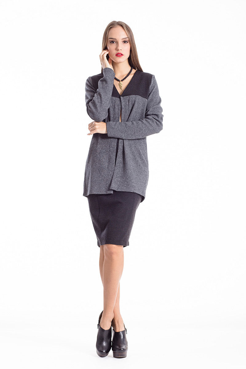 Wool Blend Block Colour Cardigan anthracite