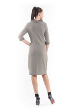 Load image into Gallery viewer, Faux Leather Detail Shift Dress olive.