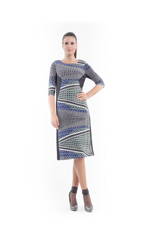 Conquista Φόρεμα Midi Casual Εμπριμέ Βισκόζη Πράσινο C130-281-17
