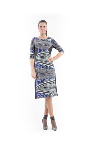 Print and Panel Stretch Dress