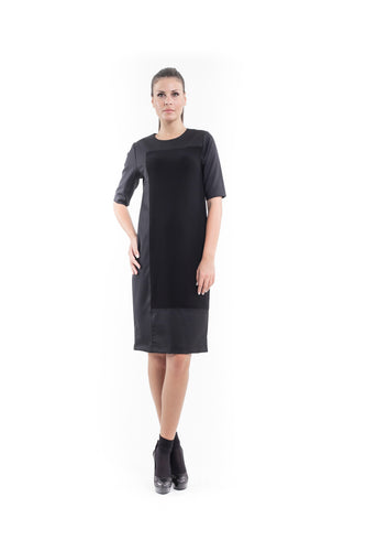 Contrast Fabric Shift Dress black