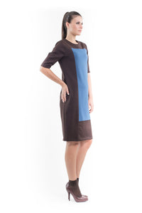 Contrast Fabric Shift Dress petrol