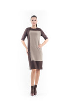 Load image into Gallery viewer, Contrast Fabric Shift Dress camel