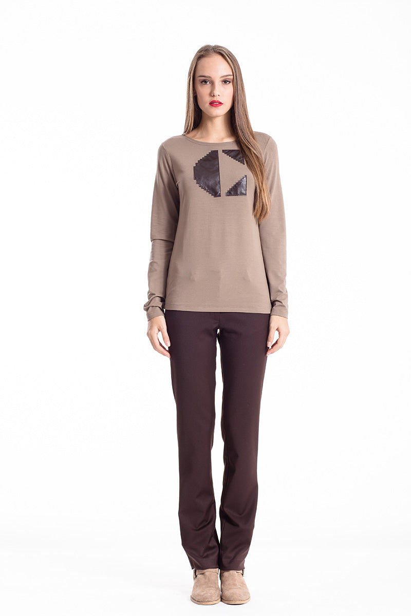 C' Logo Long Sleeve Top camel