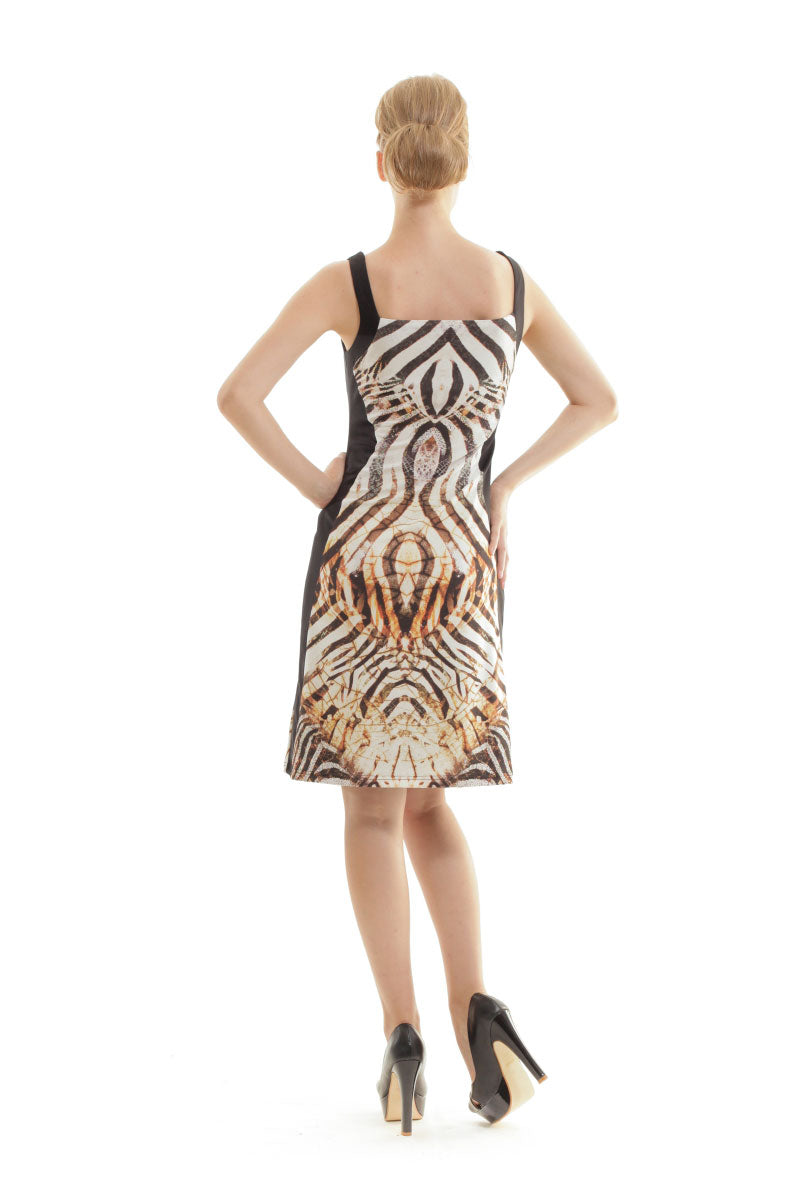 Conquista Φόρεμα Midi Άνετη Γραμμή Animal Print Εμπριμέ Καλοκαιρινό Βισκόζη Πολύχρωμο C140-110-99