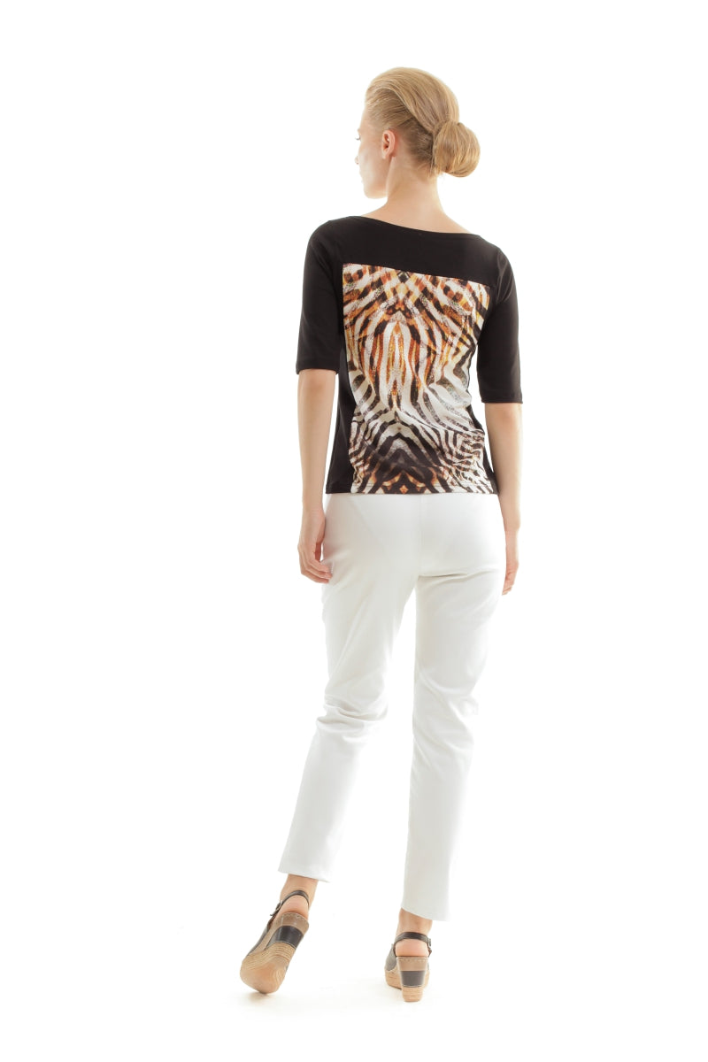 Conquista Μπλούζα Άνετη Γραμμή Animal Print Εμπριμέ Καλοκαιρινή Βισκόζη Πολύχρωμη C140-114-99