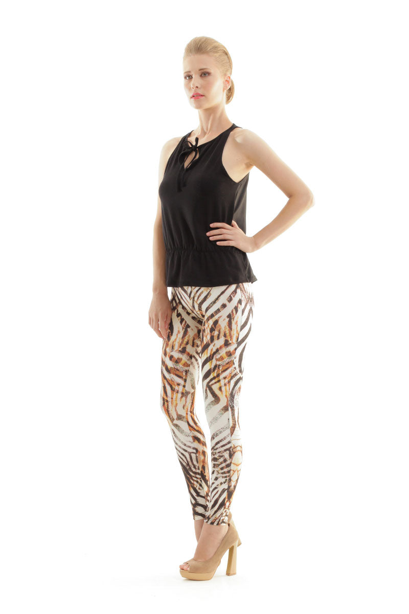 Conquista Παντελόνι Άνετη Γραμμή Animal Print Εμπριμέ Καλοκαιρινό Βισκόζη Πολύχρωμο C140-117-99