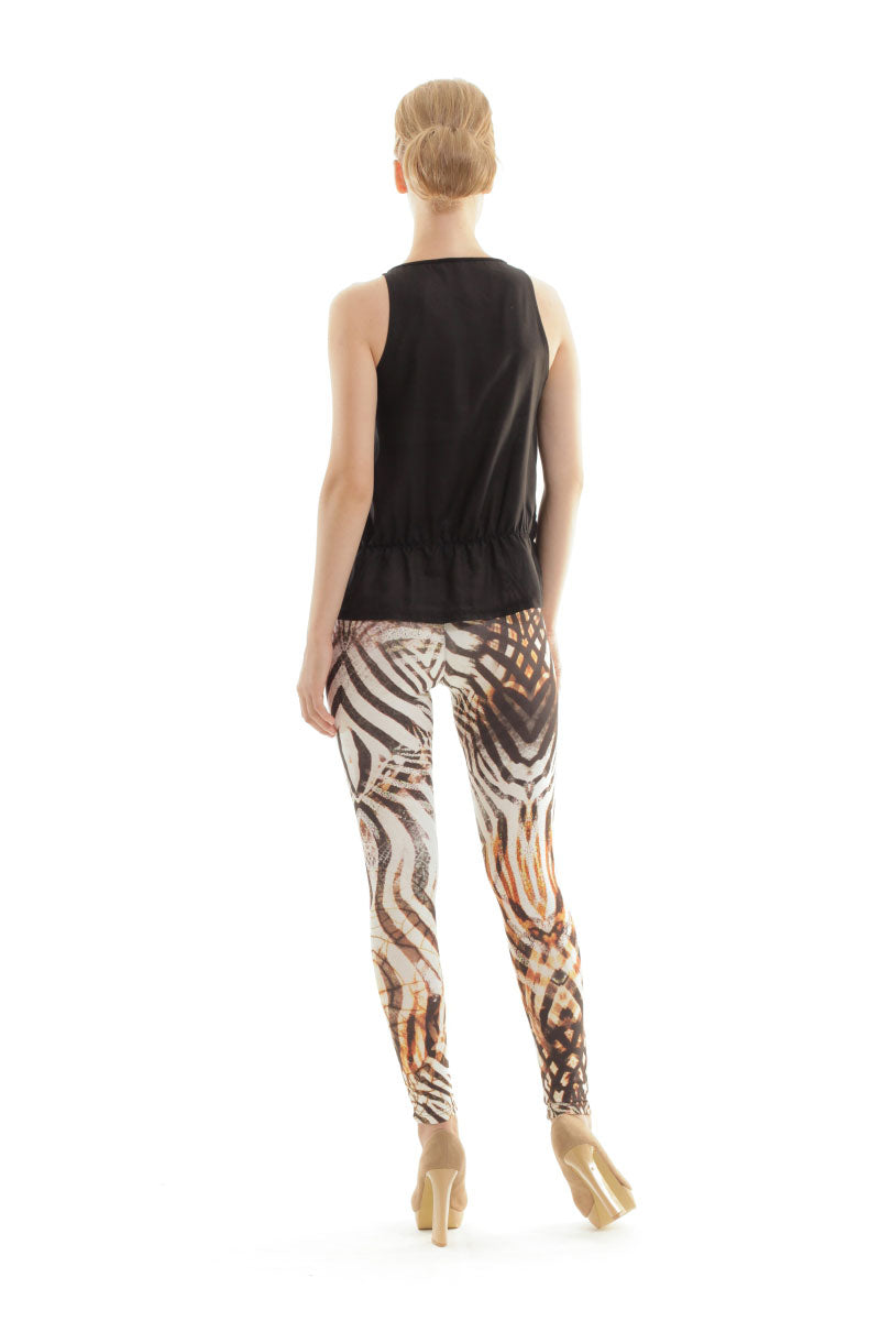 Conquista Παντελόνι Άνετη Γραμμή Animal Print Εμπριμέ Καλοκαιρινό Βισκόζη Πολύχρωμο C140-117-99