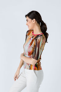 Fitted Print Top in Stretch Jersey