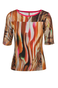 Fitted Print Top in Stretch Jersey