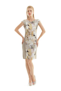 Geometric Print Dress In Silky Stretch Jersey Fabric