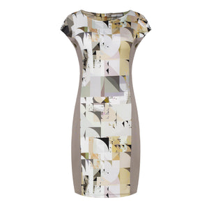 Geometric Print Dress In Silky Stretch Jersey Fabric
