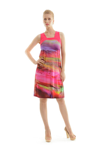 Print Dress with Square Neckline