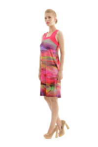 Print Dress with Square Neckline