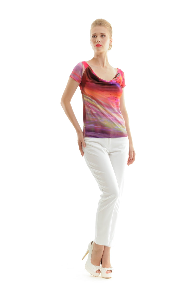 Short Sleeve Print Top by Conquista Fashion