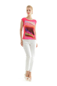 Print and Solid Colour Top