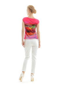 Print and Solid Colour Top