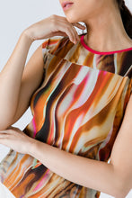 Load image into Gallery viewer, Print Cap Sleeve Top with Trim Detail