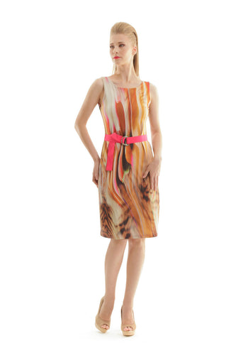 Print Wrap Dress With Self Tie Waist