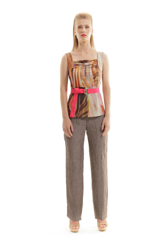 Ruched Print Sleeveless Top