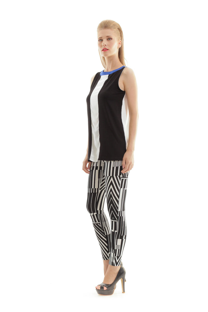 Black And White Print Pants.Silky Black and White Print Pants - Conquista-Fashion