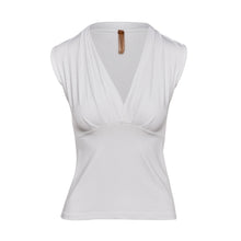 Load image into Gallery viewer, White Faux Wrap Sleeveless Top