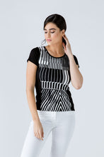 Load image into Gallery viewer, Black Short Sleeve Print Detail Top