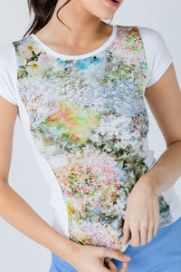 White Short Sleeve Floral Print Top
