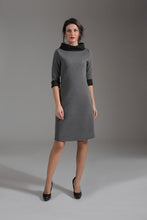 Load image into Gallery viewer, Grey Shades Quilt Jersey ¾ Sleeve Dress with Contrast Detail
