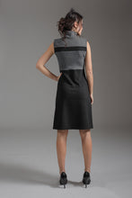 Load image into Gallery viewer, Three Fabric Sleeveless Jersey Dress in Shades of Grey