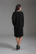Load image into Gallery viewer, Relaxed Long Sleeve Sack Style Midi Dress in Quilt Jersey with Side Pockets