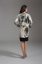 Load image into Gallery viewer, Print Long Sleeve Jersey Punto di Roma Sack Dress with Contrast Panel Detail