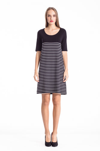 Stripe Detail A Line Stretch Dress