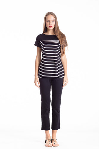 Striped Top with Uneven Hemline