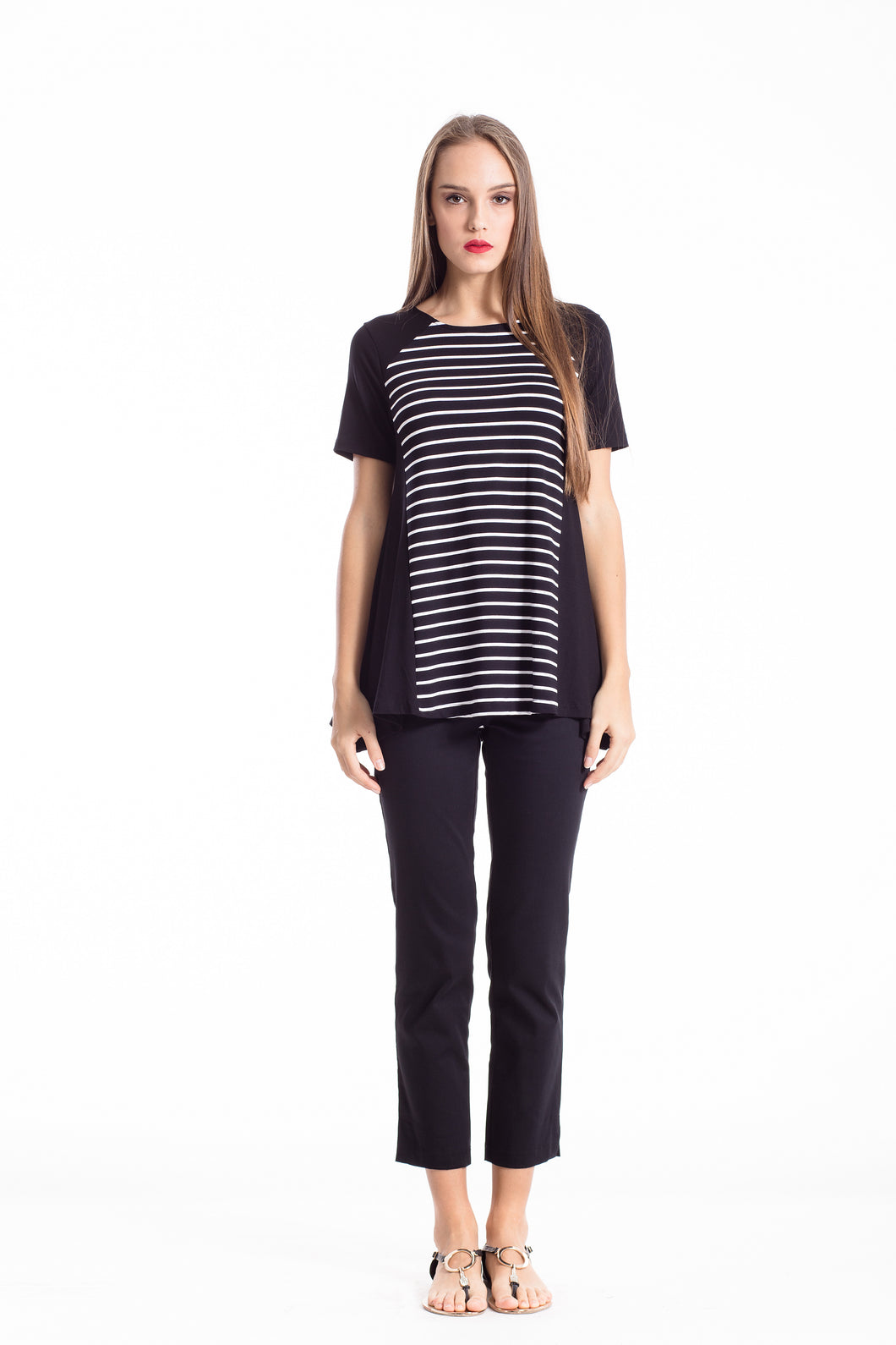 A Line Short Sleeve Striped Top