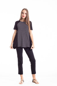 A Line Short Sleeve Striped Top