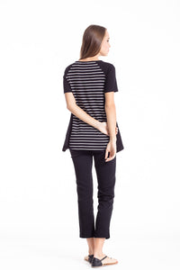 A Line Short Sleeve Striped Top