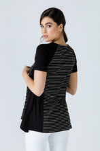 Load image into Gallery viewer, Black Short Sleeve Top with Stripe Detail