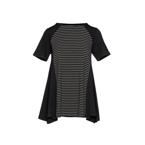 Black Short Sleeve Top with Stripe Detail