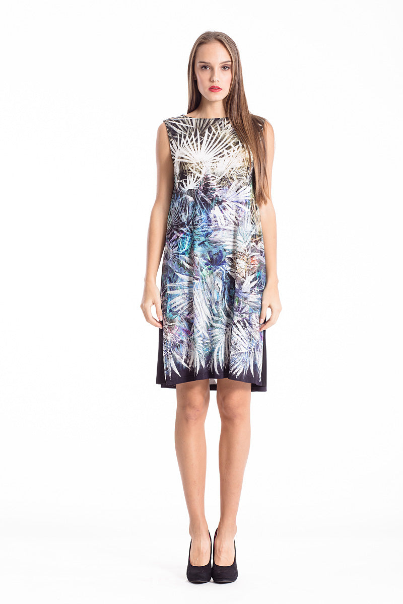 Pleat Detail Print Dress