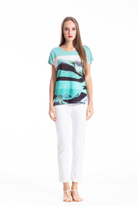 Short Sleeve Print Top by Conquista