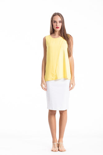 Sheer Detail Sleeveless Stretch Top