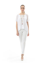 Load image into Gallery viewer, Lace Detail Short-Sleeved Top in White