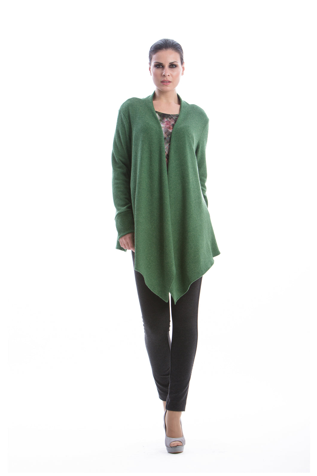Open Front Cardigan in Green