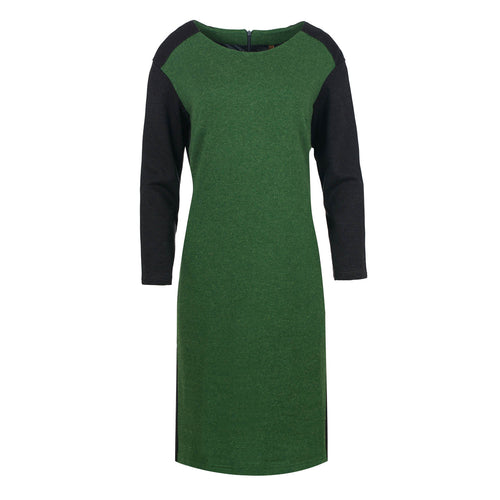 Straight Green Dress with Grey Detail